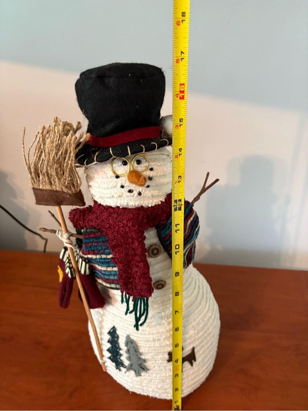 Primitive Snowman Christmas Decor 17” Rustic Country